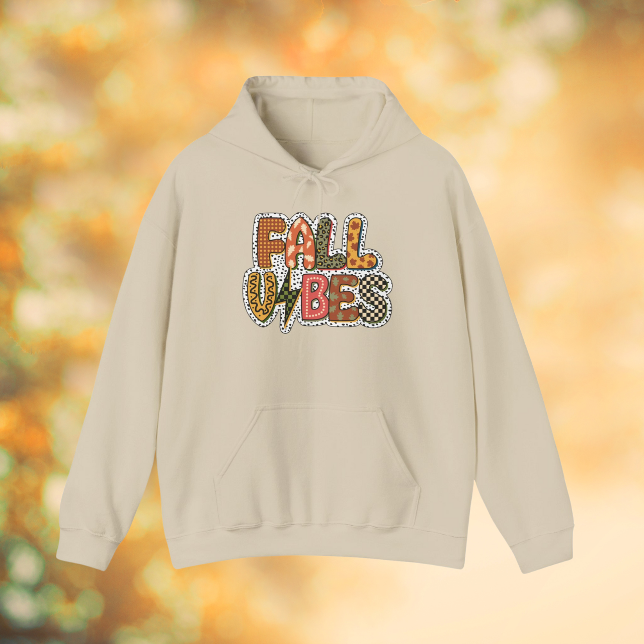 Fall Vibes Hoodie, Cozy Autumn Graphic Pullover, Seasonal Sweater for Fall Lovers, Cute and Trendy Fall Apparel