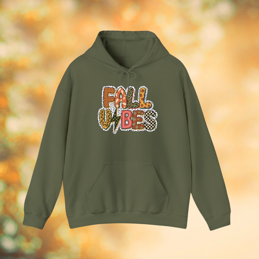 Fall Vibes Hoodie, Cozy Autumn Graphic Pullover, Seasonal Sweater for Fall Lovers, Cute and Trendy Fall Apparel