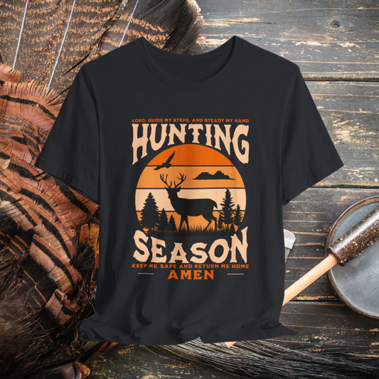 Hunting Season Prayer T-Shirt, Deer Hunting Graphic Tee, Christian Outdoor Shirt, Faith-Based Hunting Apparel, Amen Hunting Shirt