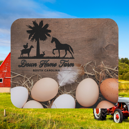 Down Home Farm South Carolina Mouse Pad, Rustic Farmhouse Decor, Custom Gaming and Office Desk Accessory, Country Style Palmetto Tree and Animal Silhouette Design, Personalized Farm Mouse Pad