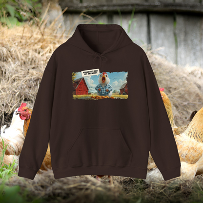 Funny Chicken Hoodie, 'Nugget Life Just Got Awkward' Sweatshirt, Farmhouse Humor Gift, Poultry Lover Hoodie, Quirky Barnyard Design Hooded Sweatshirt