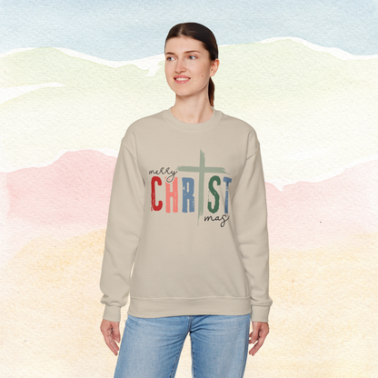 Merry CHRISTmas Sweatshirt, Christian Christmas Crewneck, Faith-Based Holiday Sweater, Religious Christmas Gift, Cozy Winter Apparel Crewneck Sweatshirt