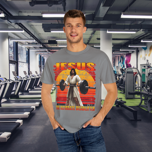 Jesus The Ultimate Deadlifter T-Shirt | Funny Christian Fitness Tee | Gym Workout Faith Shirt