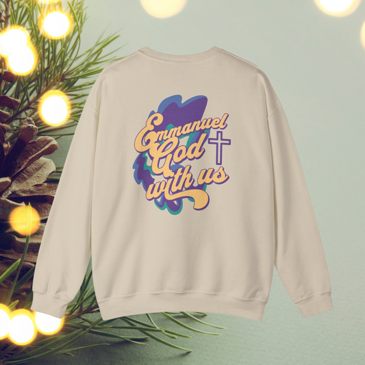 Emmanuel God With Us Crewneck Sweatshirt - Christian Faith-Based Sweater - Cozy Religious Apparel