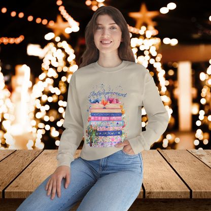 Antidepressant Bible Book Stack Crewneck Sweatshirt - Floral Cozy Reading Sweater - Book Lover Gift Apparel- Cozy Religious Apparel