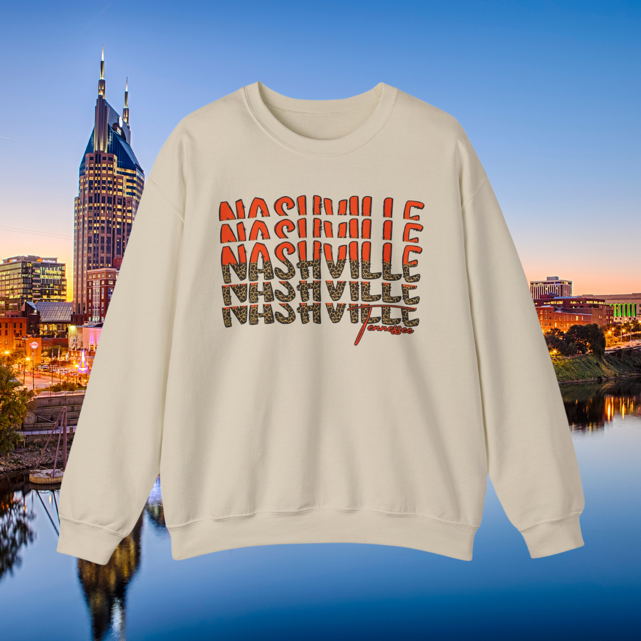 Personalized City and State Crewneck Sweatshirt, Leopard Print Text, Fall Fashion, Cozy Crewneck