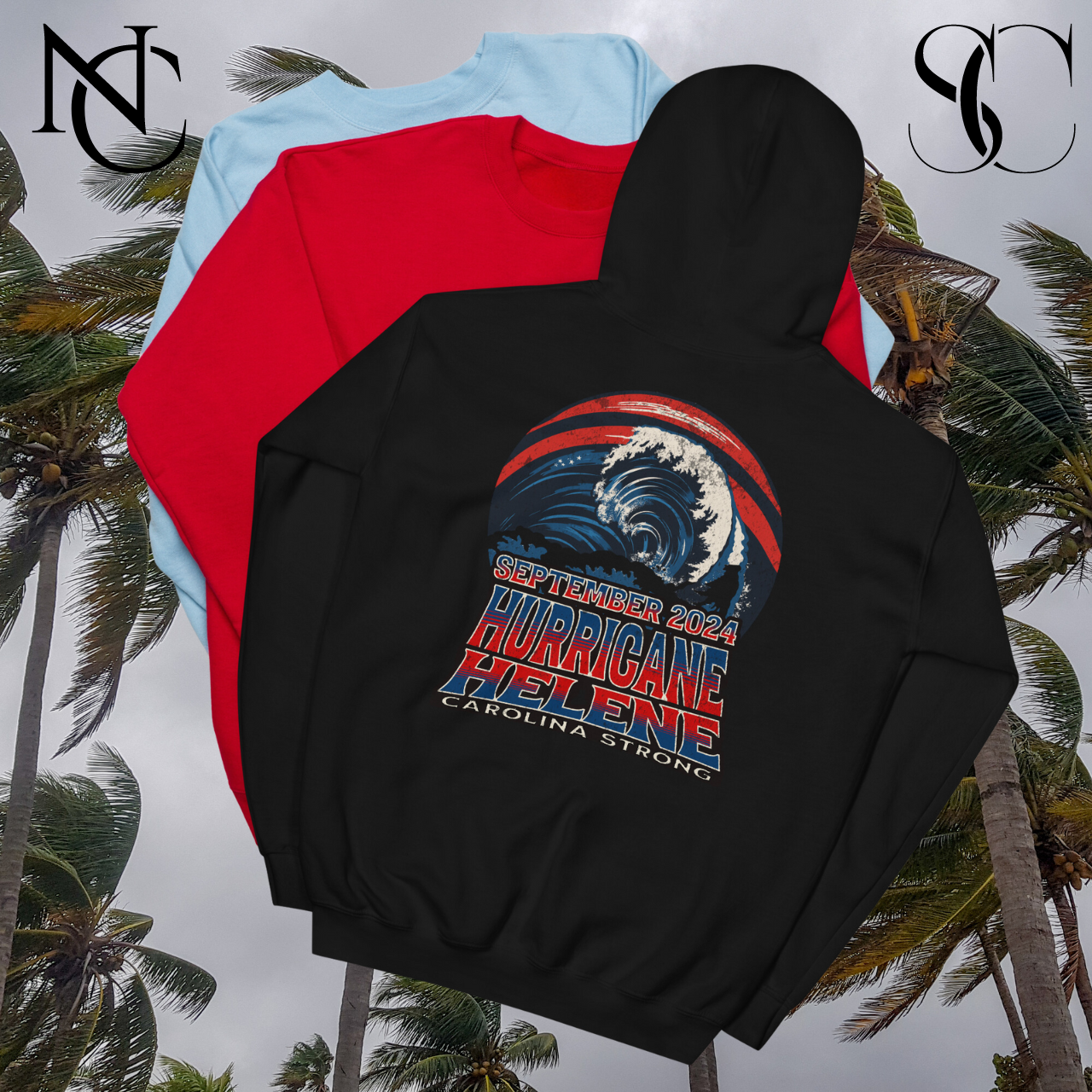 September 2024 Hurricane Helene Hoodie, Carolina Strong Disaster Relief Sweatshirt, Storm Survivor Apparel, Weather Event Support Clothing