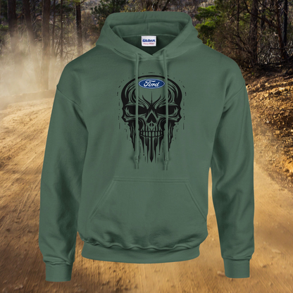 Ford Skull Hoodie - Bold Automotive Skull Design Sweatshirt