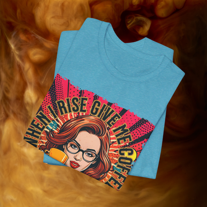 When I Rise, Give Me Coffee and Jesus Tee: Start your day right with this vibrant tee, celebrating faith, coffee, and morning motivation. A perfect choice for coffee lovers with a spiritual twist! T-Shirt