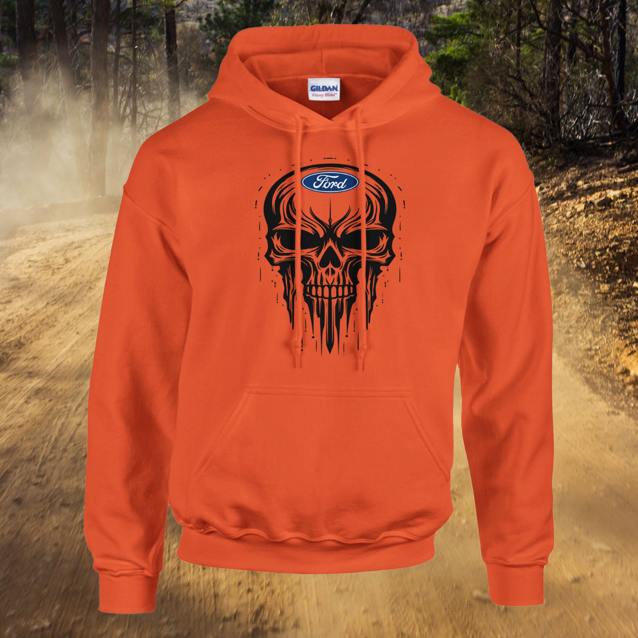 Ford Skull Hoodie - Bold Automotive Skull Design Sweatshirt