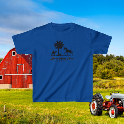 Down Home Farm South Carolina Youth T-Shirt, Cute Farm Logo Tee, Palmetto Tree and Animal Silhouette Design, Country Life Youth Apparel