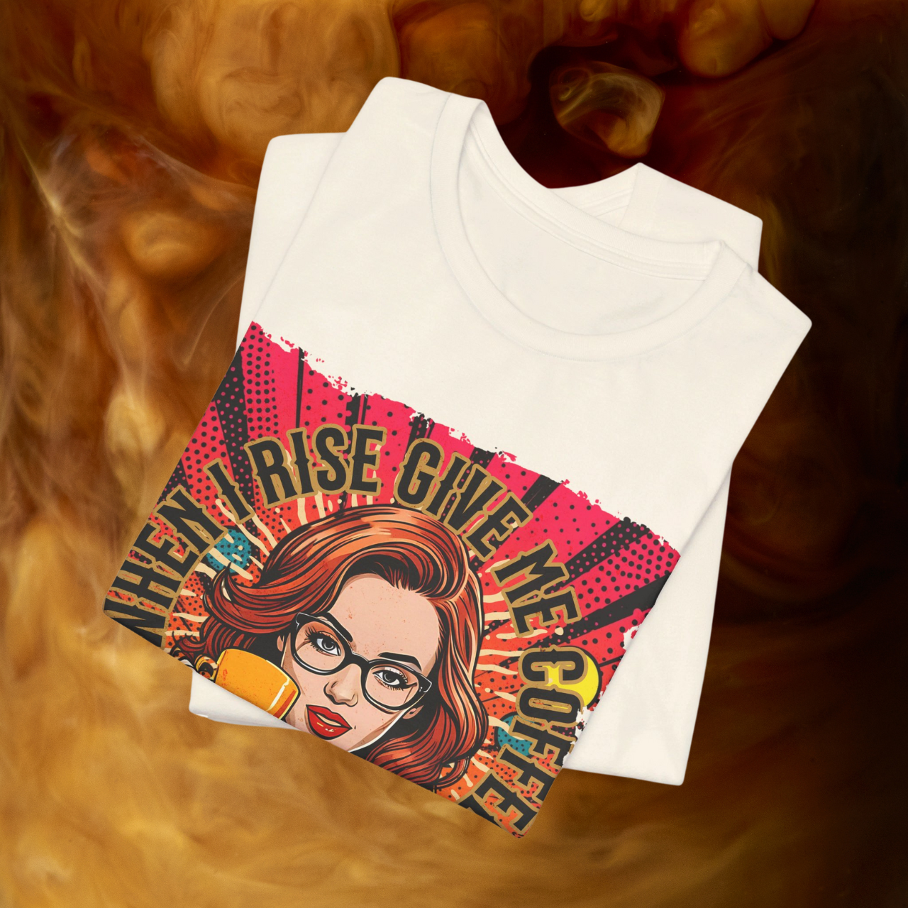 When I Rise, Give Me Coffee and Jesus Tee: Start your day right with this vibrant tee, celebrating faith, coffee, and morning motivation. A perfect choice for coffee lovers with a spiritual twist! T-Shirt